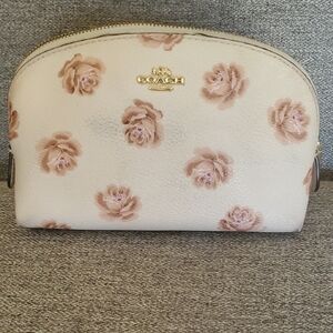 Coach Cream and Pink Floral Cosmetic Bag